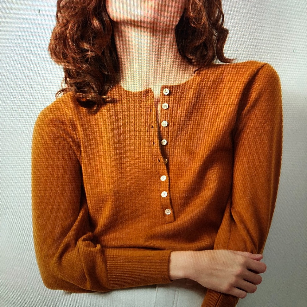 Everlane NWOT Golden Brown Cashmere Henley